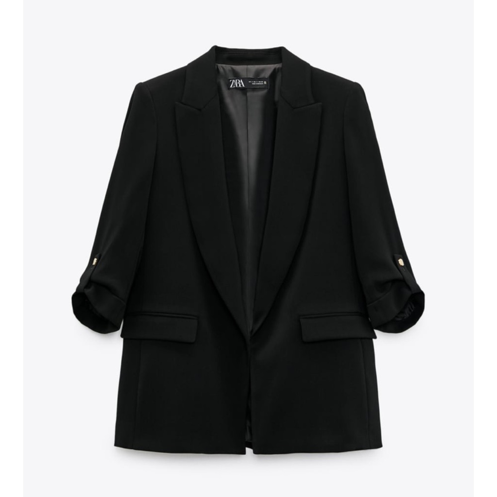 Zara Black Blazer with Gold Button Detail